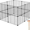 C&AHOME Pet Playpen, Small Animals Supplies, 16 Panels Exercise Playpens Cage, C Grids Portable Yard Fence Indoor, Ideal for Guinea Pigs, Pet Products, DIY Metal Yard Fence, 12"  15" Black UPPM3416B