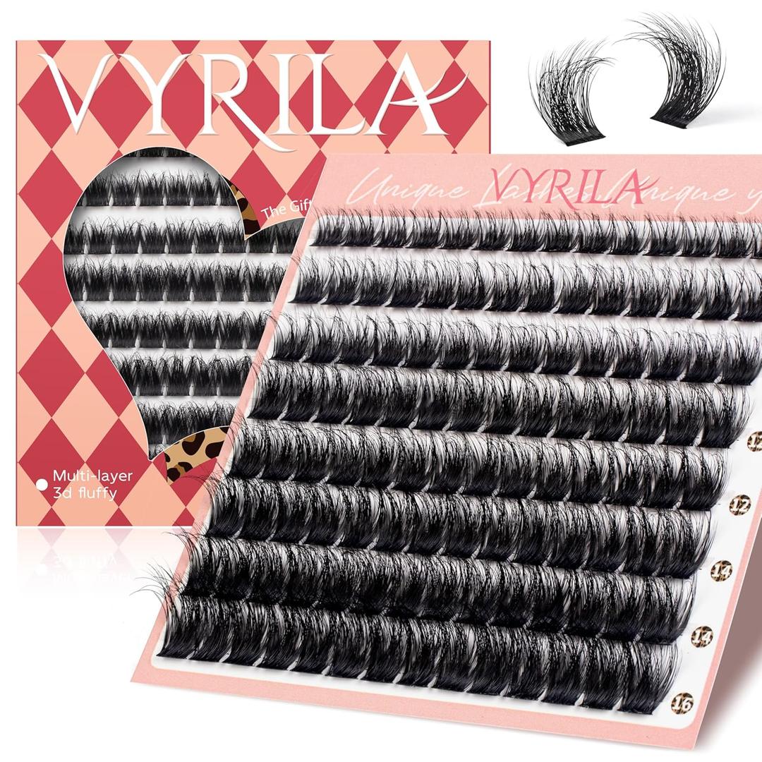 Lash Clusters 0.05mm PBT Fiber Eyelash Clusters, 0.1mm Superfine Black Band D Curl Diy Lash Extension, 112pcs 8-16mm Individual Like Eyelash Extensions (Lushy-D-8-16Mix)