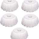 5 PCS Microfiber Replacement Mop Head Spin Mop Head Replacement 5-Pack, Microfiber Refill Heads Universal for 360 Spin Magic Mopping, Round Shape Standard Size White