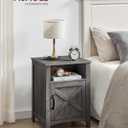 VASAGLE LIRY Collection - Farmhouse Nightstand with Barn Door, Bedside Table with Storage, Side End Table, Night Stand, Open Compartment, for Bedroom, Misty Gray ULET609G68