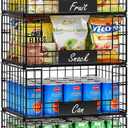 JKsmart 4 Pack XXL Stackable Wire Baskets with Handles for Pantry Storage and Organization,Fruit and Vegetable Basket with Name Plates,Metal Storage Bins for Snack Can Fruit Veggies