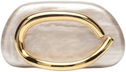 Acrylic Clutch Purse for Women Classic Round Acrylic Evening Handbag Vintage Metal Handlebars Bag for Wedding Party Prom