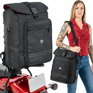 Nomad Motorcycle Sissy Bar Bag Expandable Roll Top Extra Storage Motorbike Tail Bag Converts to Handle & Shoulder Carry,15 Laptop Sleeve Weather Resistant Motorcycle Luggage Rack/Seat Travel (Black)