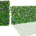 Sumery Expandable Fence Privacy Screen for Balcony Patio Outdoor, Decorative Faux Ivy Fencing Panel, Artificial Hedges (Single Sided Leaves) (1, Purple Flowers)