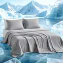 Tokokimo Cooling Comforter Set King Size with 2 Pillowcases, Cooling Blanket for Hot Sleepers and Night Sweats, Grey Silk Smooth & Lightweight Blanket for Summer, 104x90 Inches, Soft Bedding Set
