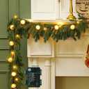 Ceenna 6.2FT Pre Lit Christmas Cedar Garland with Lights Artificial Pine Garland Christmas Decorations with Ball Ornaments,8 Modes Timer Battery Operated for Outdoor Indoor(Gold)