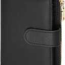 GAEKEAO Small Wallets for Women Leather RFID Blocking Bifold Zipper Pocket Wallet Card Case Purse with ID Window (Type 1 Black)