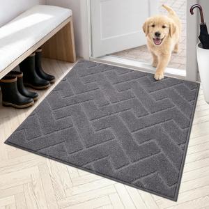 PURRUGS Dirt Trapping Door Mat 36" x 36", Non-Slip Machine Washable Entry Rug, Dog Doormat, Indoor Front Door Mat, Super Absorbent Entryway Rug for Muddy Shoes & Paws, Grey