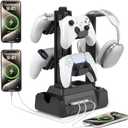 KDD Charging Station for Multiple Devices - 4 Ports Charging Dock with Controller and Headset Stand - 3 USB A & 1 USB C for Cellphone Tablet and Other Electronic - Multi Storage for Gaming Accessories