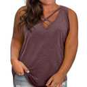Plus Size Tank Tops for Women Summer Sleeveless Sexy V Neck T-Shirts Tops Casual Loose Cotton Tees