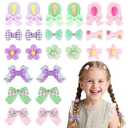 SAOROPEB 24 Pcs Hair Clips for Girls Toddler Hair Clips Cute Hair Accessories for Kids Candy Color Cartoon Design for Little Girls - Pink Purple Green