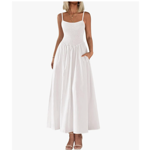 PRETTYGARDEN Women's Smocked Maxi Dresses 2025 Summer Beach Sundress Casual Spaghetti Strap Swing A Line Long Flowy Dress
Size L