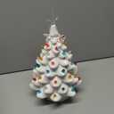Kurt Adler 14" Battery Operated LED Lighted Ceramic White Tree Table Piece