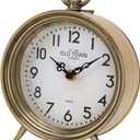 NIKKY HOME Vintage Table Clock, Table Clocks Battery Operated Rustic Design Shelf Clock Rustic Mantel Clocks Non-Ticking, Metal Frame with Antique Gold Finish