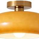 Nordic Vintage Ceiling Light Fixture Denmark Mid Century Modern Nostalgia Semi Flush Mount Ceiling Light with Orange White Glass Shade for Restaurant Cafe Loft Bedroom Hallway 10.6inch