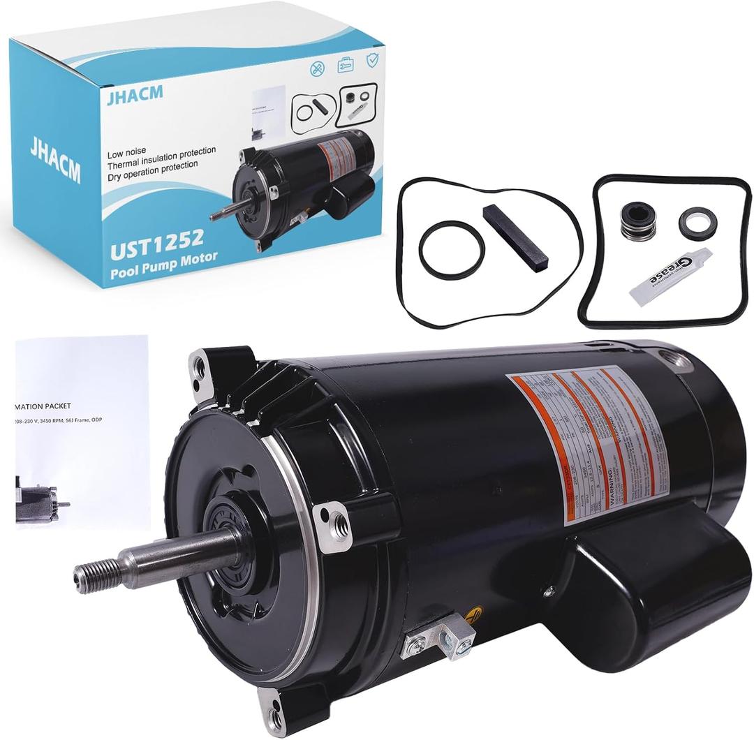 2.5HP UST1252 Pool Pump Motor 2.5HP, Fit for Century A.O. Smith 2.5HP Single Speed, 3450 RPM, 56J Frame, 208/230 Volts, 12.6/11.4 Max Amps, Swimming Pool Motor