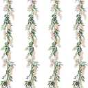 Duovlo 4Pcs 6.6Ft/Piece Imitation Silk Wisteria Garland Hanging Flower Vine for Home Outdoor Garden Ceremony Wedding Arch Floral Decor (Champagne)