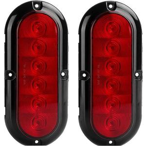 NPAUTO 2Pcs 6" Oval Trailer Tail Lights Red 6 LED Stop Turn Brake Light Trailer Marker Lights Flush Mount for RV Truck Boat Trailer Waterproof