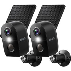 Cameras for Home Security-2.4Ghz WiFi Security Cameras Wireless Outdoor, Battery Powered with Solar Panel, Color Night Vision, AI Motion Detection, SD Card/Cloud Storage, Work with Alexa, Y8 2P