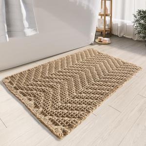 Bathroom Floor Mat,Boho Bath Rug,Super Absorbent Bath Mat,Bathroom Rugs Non Slip Washable, Quick Dry Shower Mats, Ultra Soft Bath Mat Towel,Brown,18"*30" (1'6" x 2'6" (Rectangular))