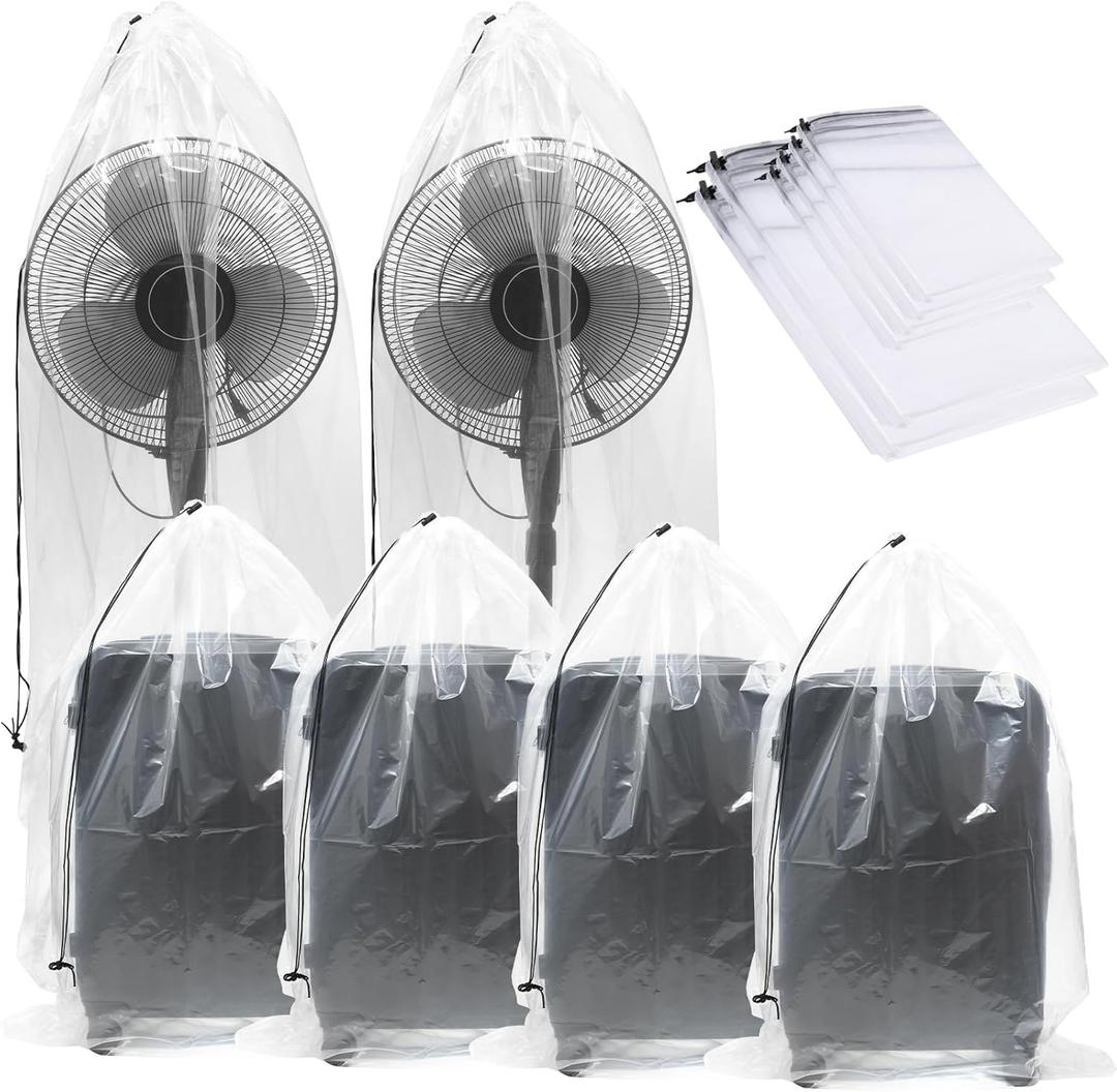 6 Pack Extra Large Clear Drawstring Plastic Bags, 2 Sizes Big Giant Storage Bags 47x71 Inches and 35x47 Inches, Dust Covers Drawstring Plastic Bags for Luggage, Suitcase, Furniture, Reusable