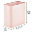 mDesign Metal Wastepaper Bin Compact Rectangular Bathroom Bin Rubbish Basket for Home and Office Light Pink