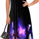 Women's Maxi Sunflower Dresses Sleeveless Long Tie Dye Dress Casual Sundresses with Pockets, Large