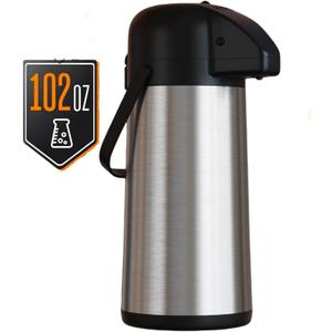 Coffee Carafe for Keeping Hot, 102OZ / 3L Airpot Coffee Dispenser with Pump, Extra Large Thermos for Hot Drinks, Tea & Liquid Stainless Steel Insulated Beverage Urn for Hot Water & Party Use