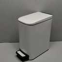 Cesun Small Bathroom Trash Can with Lid Soft Close, Step Pedal, 6 Liter / 1.6 Gallon Stainless Steel Slim Garbage Can for Bedroom, Diaper Waste Basket with Removable Inner Bucket (White)