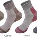 ECOEY Men's Merino Wool Cushioned Hiking Trekking Socks 4 Pairs, Quarter Length with Moisture Wicking (10-13, Oliver2)
