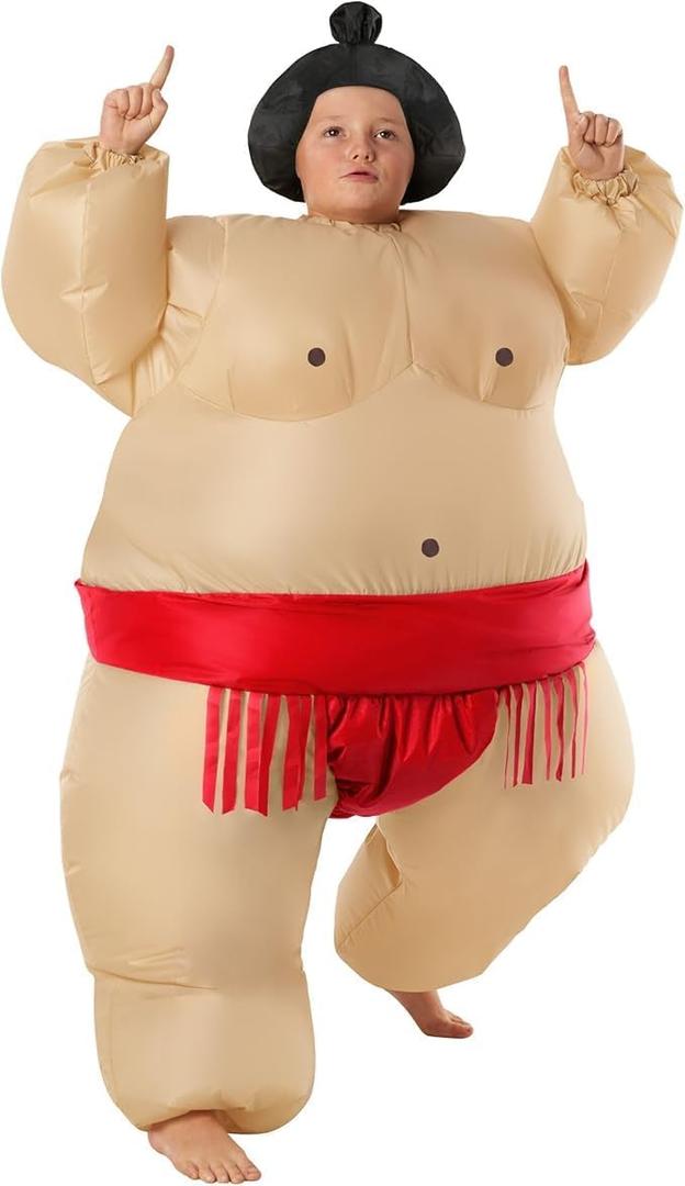 Morph Inflatable Sumo Wrestler Costume for Kids, Inflatable Sumo Wrestling Suits For Kids, Boys Halloween Costume (Red)