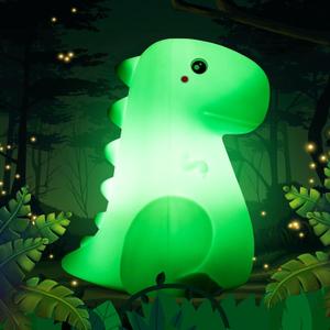 LED Dinosaur Night Light for Kids, Touch Sensor Silicone 7 Colors Room Decor for Boys Girls, Rechargeable Nursery Baby Nightlight Dinosaurs Lamp, Cute Bedside Lamp Funny Gifts (Green)