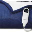 Bedsure Heated Blanket Throw Blanket - Fast Heating Electric Blanket, Soft Flannel Heated Throw with 4 Time Settings, 6 Heating Settings, Warm Gifts for Grandma, Women, Men (50"x60", Navy)