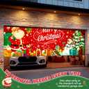 Brightown Christmas Garage Door Cover 7x16ft Decorations, with Magnetic Hook and Elastic Cord for Easy Installation, Christmas Decoration Banner Backdrop for 2 Car Garage Door Party Wall Gate (Red)