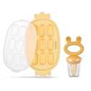 Haakaa Baby Fruit Food Feeder & Silicone Nibble Tray Combo - Breastmilk Popsicle Mold for Baby Cooling Relief, BPA Free Baby Mesh Feeder for Infant Self Feeding (Yellow)