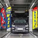 3 Pack Car Wash Sign Feather Flag 12 x 2.5 ft Auto Detail Hand Wash Windless Flags Large Advertising Feather Flag for Business Advertising