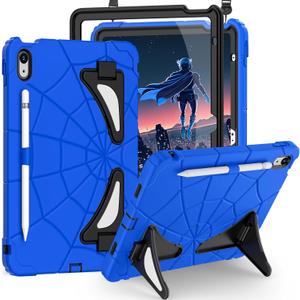 Case for iPad 11-inch A16 11th /iPad 10th Generation 10.9 Inch,10th Generation i Pad Case with Screen Protector Pencil Holder,Heavy Duty Shockproof for i Pad 10.9 Cases, Blue/Black