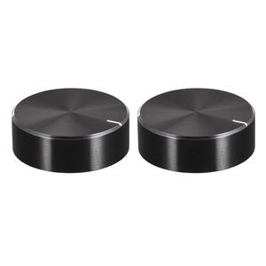 Uxcell 2pcs Potentiometer Knob Knurled Shaft Black Aluminum Smooth Surface Rotary Knob 30mmx10mm Volume Control Knob