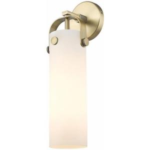 Innovations Lighting Pilaster - 1 Light Wall Sconce in Industrial Style-16.75 Inches Tall and 4.88 Inches Wide-Brushed Brass Finish-Matte WHI