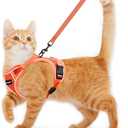 Cat Harness and Leash for Walking Escape Proof Soft Adjustable Cat Leash Breathable Comfortable Vest Easy to Wear Kitten Harness for Outdoor Travel (Orange, M (13-18lb))