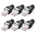 VCELINK CAT6A Tool-Free RJ45 Connector, No-Crimp Compact UTP Reusable Plug for Field Termination for 23-26 AWG Ethernet Cables, 10 Gbps, 6 Pack, Black