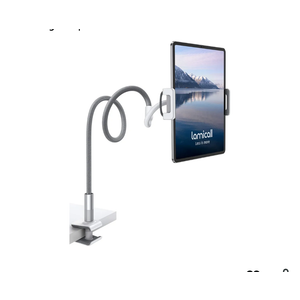 Lamicall Gooseneck Tablet Holder, Tablet Stand : Flexible Arm Clip Tablet Mount Compatible with iPad mini Pro Air, Kindle, Switch, Galaxy Tabs, More 4.7-10.5" Devices - Gray