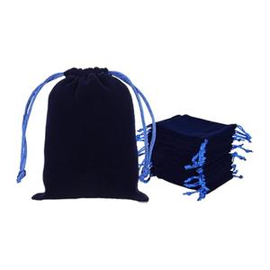 Ximkee 50 Pieces Wholesale Lot - Black Velvet Cloth Jewelry Pouches/Drawstring Bags 3" X 4" (50, Blue)