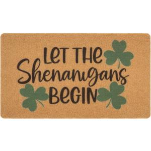 INOGIH St. Patrick's Day Shamrock Welcome-Doormat Coir-Front-Door-Mat Outdoor-Entrance Lucky-Clover Doormat Non-Slip Porch-Rugs Irish Home Decor (17"x29")