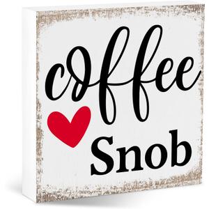 Coffee Snob Wooden Desk Sign Bar Room Decor Home Office Kitchen Shelf Counter Cubicle Accessories Gifts For Coffee Lovers Espresso Fans Enthusiasts