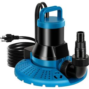 TONGCHANT Swimming Pool Cover Pump, Automatic On Off & 1/2HP | 3200GPH Sump Pump for Inground/Above Ground Pool Cover, Hot-Tub and Rooftop Drainage, 25FT Power Cord and 3/4" Hose Fitting, UL Listed
