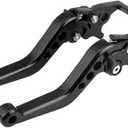 Fydun Motorcycle Scooter Brake Levers, 1 Pair Universal CNC Aluminum Alloy Double Disc Clutch Brake Levers Handle (Black)