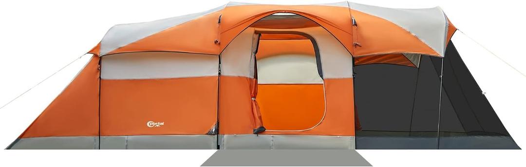 PORTAL 8 Person Family Tent for Camping with Screen Porch, Waterproof Large Camping Tent with Rainfly, Big Family Tents for Outdoor Camping