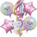 DUILE Unicorn Balloons Unicorn Birthday Party Decorations for Girls Foil Balloons Set Macaron and Rainbow Balloon Wedding Baby Shower Party Supplies (4), Set of 2