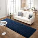 Soft Navy Blue Runner Rugs for Bedroom, 2x6 ft Bedside Rug Plush Fluffy Carpets, Shag Furry Modern Area Rug Carpet for Living Room Girls Kids Room Nursery Home Decor, Navy Blue